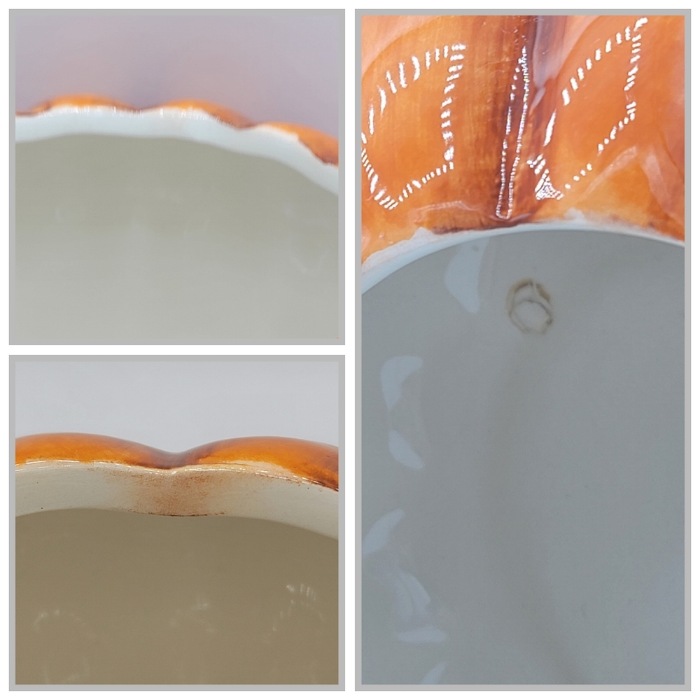 Ceramic Pumpkin Bowls Set of 2 Fall Harvest Halloween Candy Dish Centerpiece Dec - Picture 5 of 16